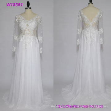 Robes de mariée à manches longues en dentelle sexy dos nu